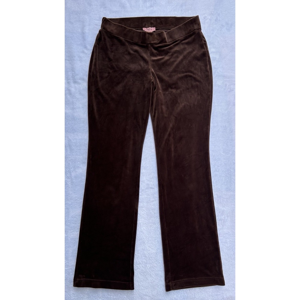 Juicy Couture Aeropostale Velvet Pants Medium Brown Women's Rhinestones Y2K